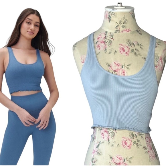 SPIRITUAL GANGSTER Seamless Top Crop Bra, light Blue, size M/L - Picture 1 of 15
